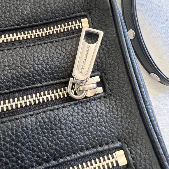 Rebecca Minkoff “5 Zip Crossbody” Bag in Black Leather & Silver Hardware - Picture 2 of 12